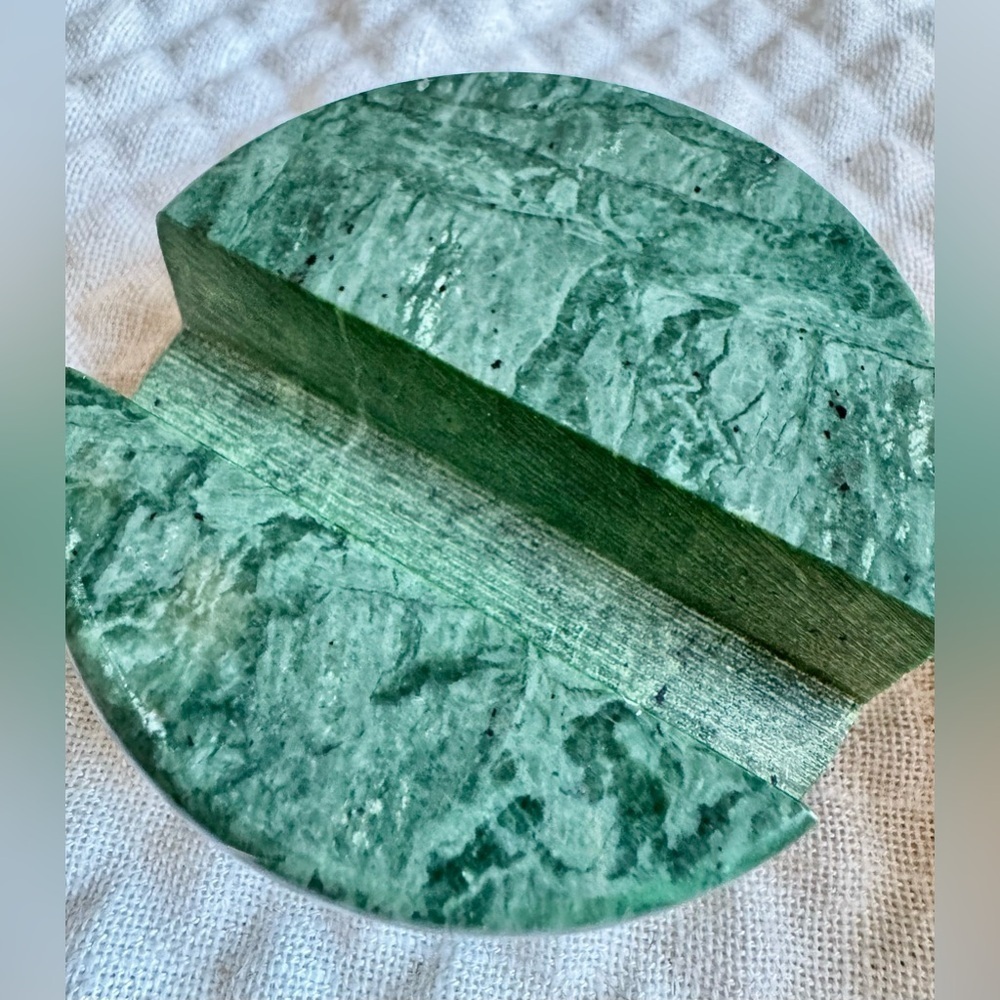 New Natural Green Marble Stone Cell Phone Heavy Freestanding Holder Stand - Picture 2 of 8